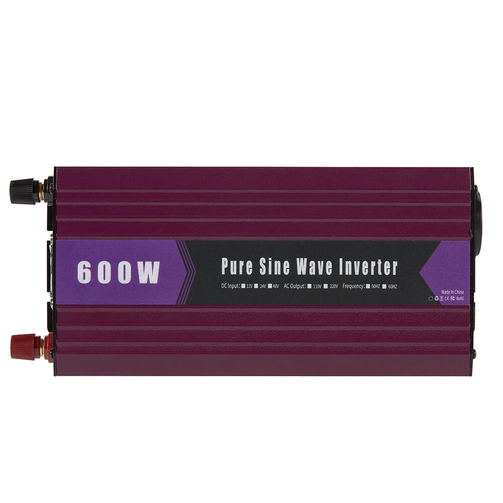 600W Pure Sine Wave Power Inverter DC 12V 24V to AC 220V with Overload Protection High Efficiency Low Power Consumption for Car Truck RV Solar System — view 2