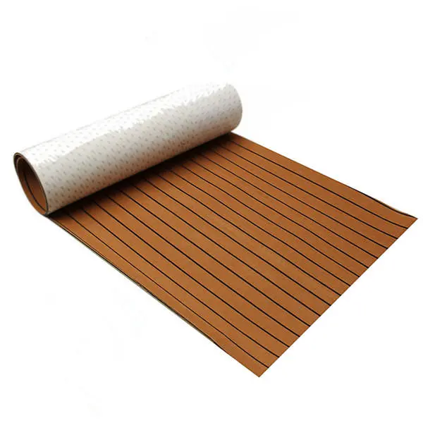 600x2400x5mm Brownblack Teak Decking EVA Foam Marine Flooring Faux Boat Decking Sheet — image 1