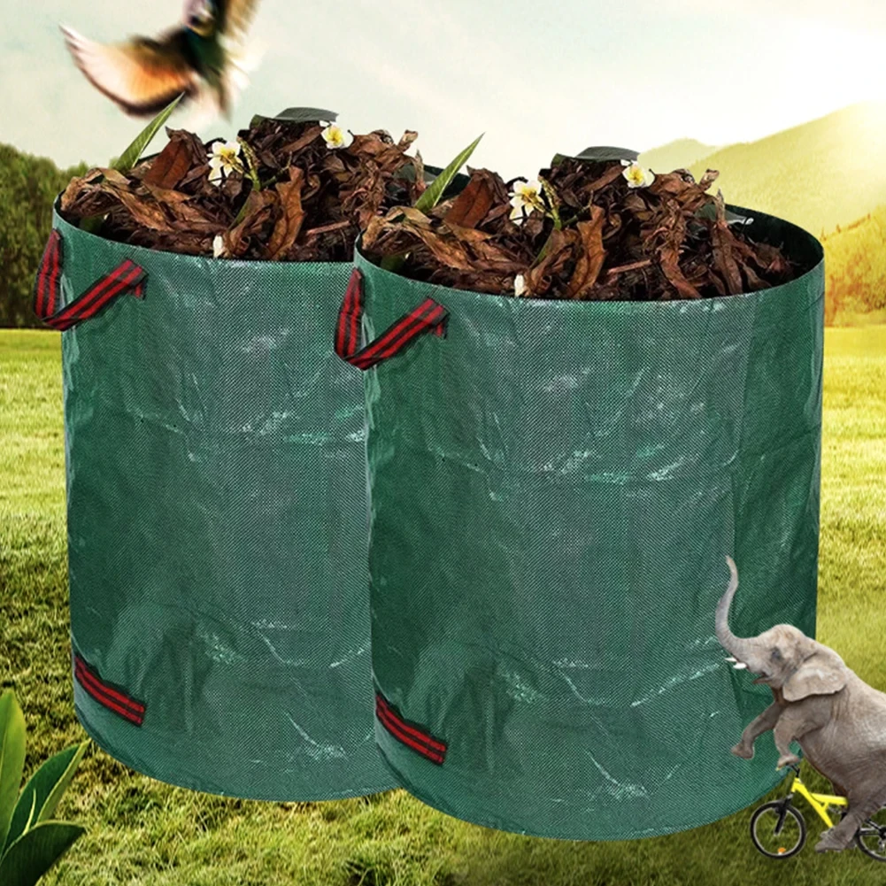 60L-500L Garden Leaf Bag Handles Multi-purpose Storage Bag Tool for Garden Waste Household Reusable Garden Bag Large Capacity Leaf Sack Light Trash Can Foldable Garden Garbage Waste Container — view 4