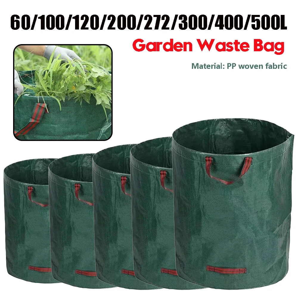 60L-500L Garden Leaf Bag Handles Multi-purpose Storage Bag Tool for Garden Waste Household Reusable Garden Bag Large Capacity Leaf Sack Light Trash Can Foldable Garden Garbage Waste Container — view 7