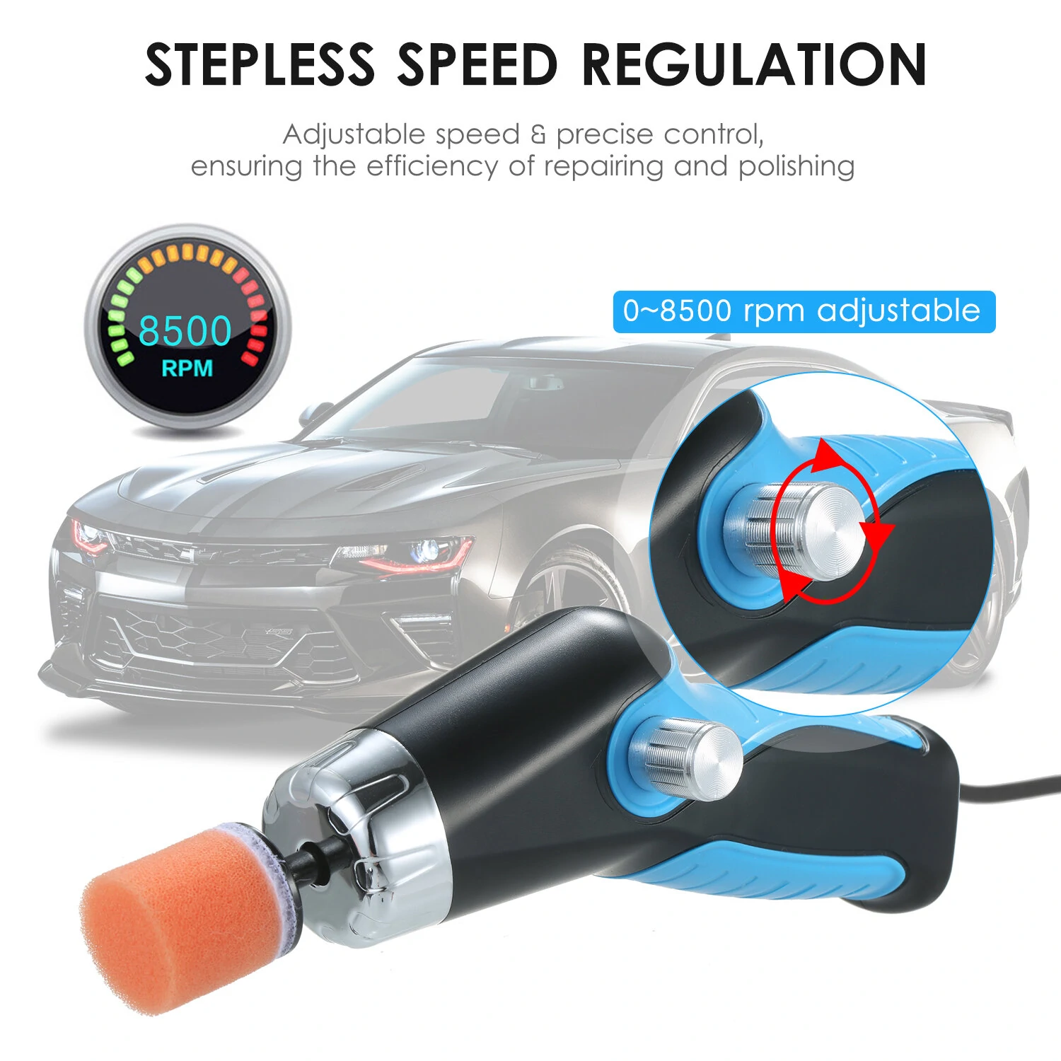 60W 8500RPM Mini Car Polishing Machine Variable Speed Polisher Electric Polisher Scratch Remover Repair Tool — view 8