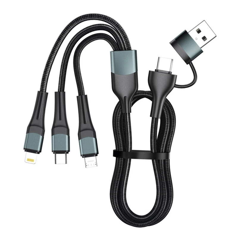 60W USB-A/USB-C to iP/Type-C/Micro USB Cable Fast Charging Data Transmission Pure Copper Core Line 1.2M Long for iPhone 16 16 Pro 15 14 13 Pro Max for Huawei Mate XT for Xiaomi 15pro — view 2