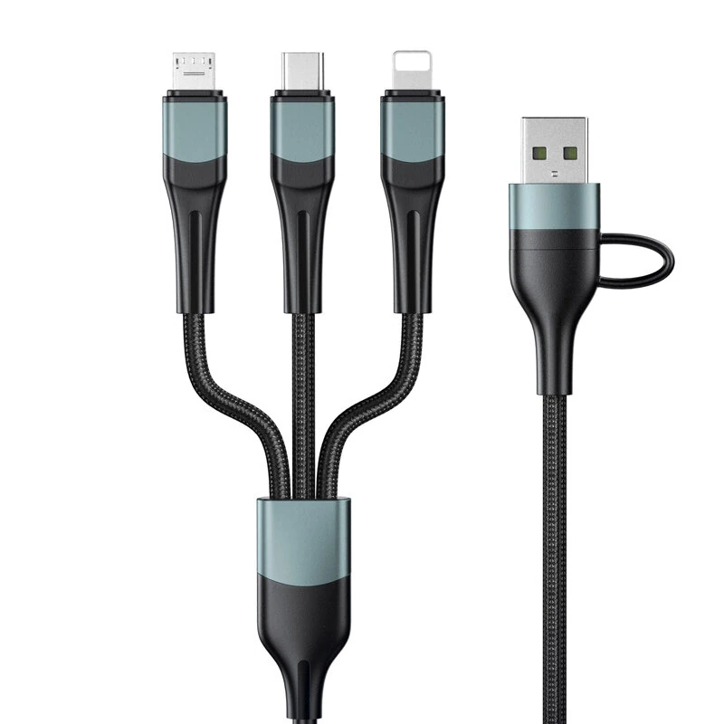 60W USB-A/USB-C to iP/Type-C/Micro USB Cable Fast Charging Data Transmission Pure Copper Core Line 1.2M Long for iPhone 16 16 Pro 15 14 13 Pro Max for Huawei Mate XT for Xiaomi 15pro — view 3