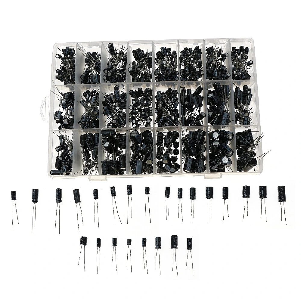 630pcs/set 24 Values High Frequency Electrolytic Capacitor Kit Set 0.1UF-1000UF Aluminum Capacitors for DIY Project Experiments — image 1