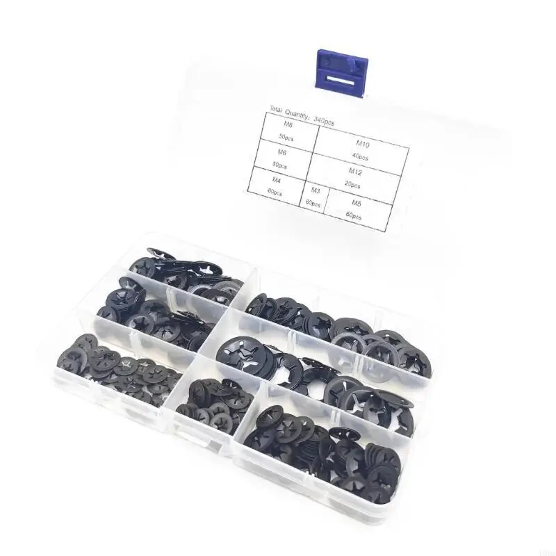 65 Steel Internal Tooth Washers Assortment 340Pcs Black Coated Quick Speed Locking Rings Corrosion Resistance M3 M4 M5 M6 M8 M10 Industrial Automotive Household Use — view 5