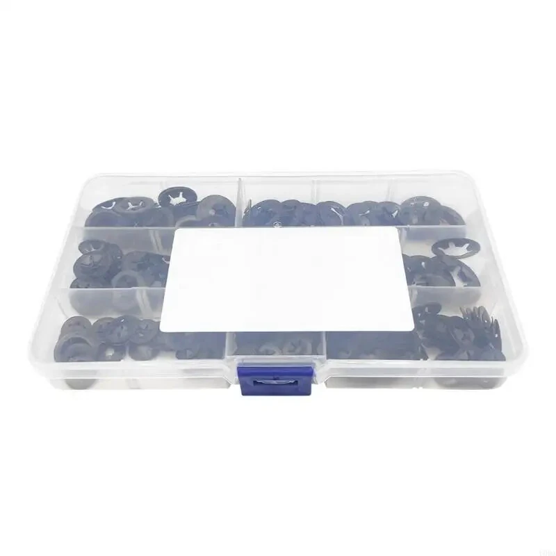 65 Steel Internal Tooth Washers Assortment 340Pcs Black Coated Quick Speed Locking Rings Corrosion Resistance M3 M4 M5 M6 M8 M10 Industrial Automotive Household Use — view 6