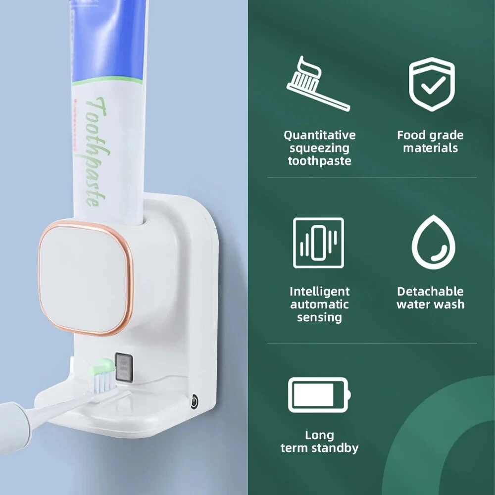 650mAh Auto-sensing Toothpaste Squeezer Tool 3 Mode Toothpaste Dispenser Detachable Bathroom Accessories Automatic Dispenser Wall Mounted Electric Toothpaste Squeezer — view 2