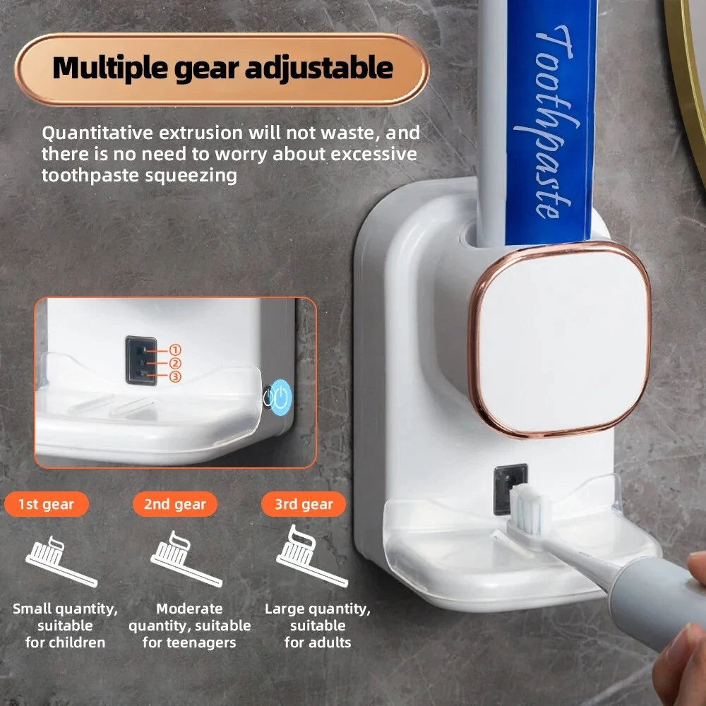 650mAh Auto-sensing Toothpaste Squeezer Tool 3 Mode Toothpaste Dispenser Detachable Bathroom Accessories Automatic Dispenser Wall Mounted Electric Toothpaste Squeezer — view 3