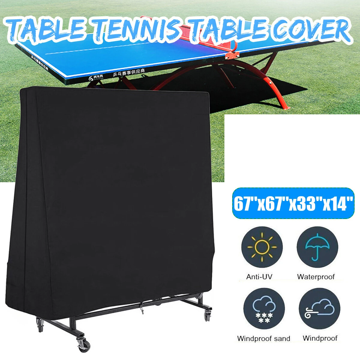 67''x67''x33''x14'' Waterproof Dustproof Table Tennis Table Cover — view 5