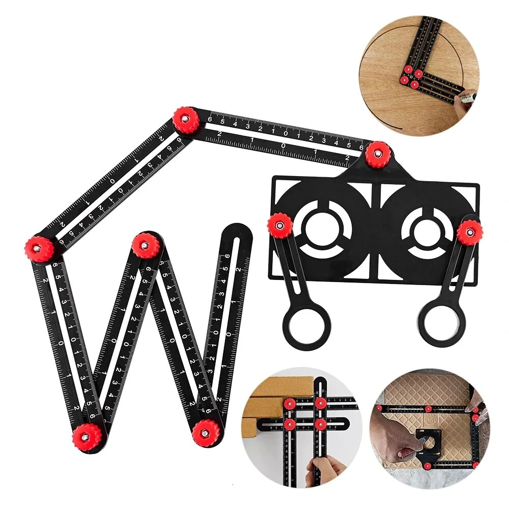 6/9/12 Fold Aluminium Alloy Angle Ruler Finder Measuring Ruler Perforated Mold Template Tool Locator Drill Guide Tile Hole — Pricio