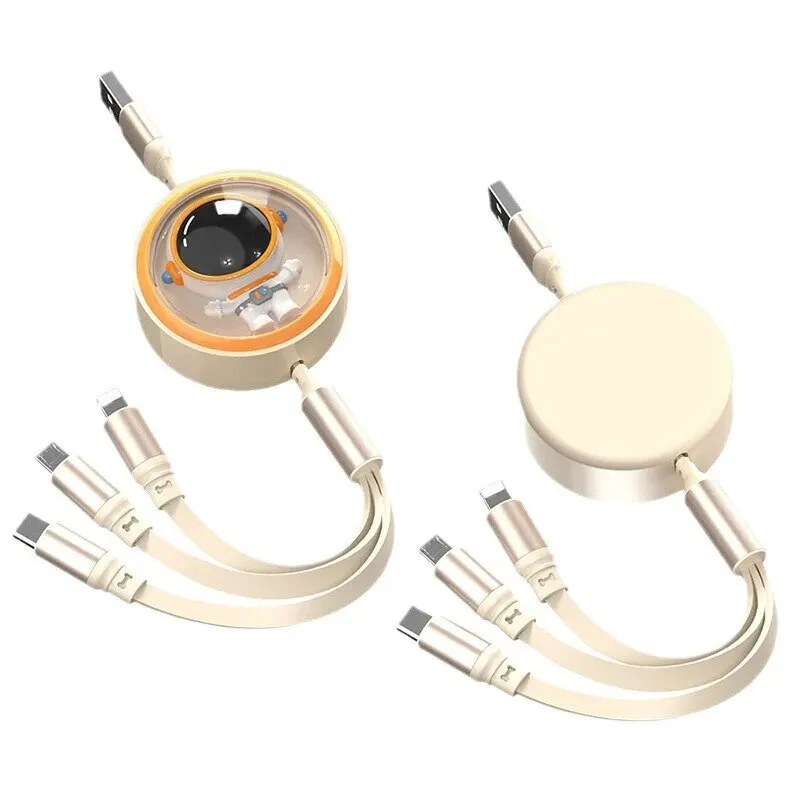 6A 100W USB-A to Type-C/Micro/iP Retractable Cable Fast Charging Data Transmission Copper Core Line 1.2M Long for iPhone 15 14 13 for Huawei Pura 70 Ultra for Xiaomi Civi 4 Pro for Samsung Galaxy S24 — image 1