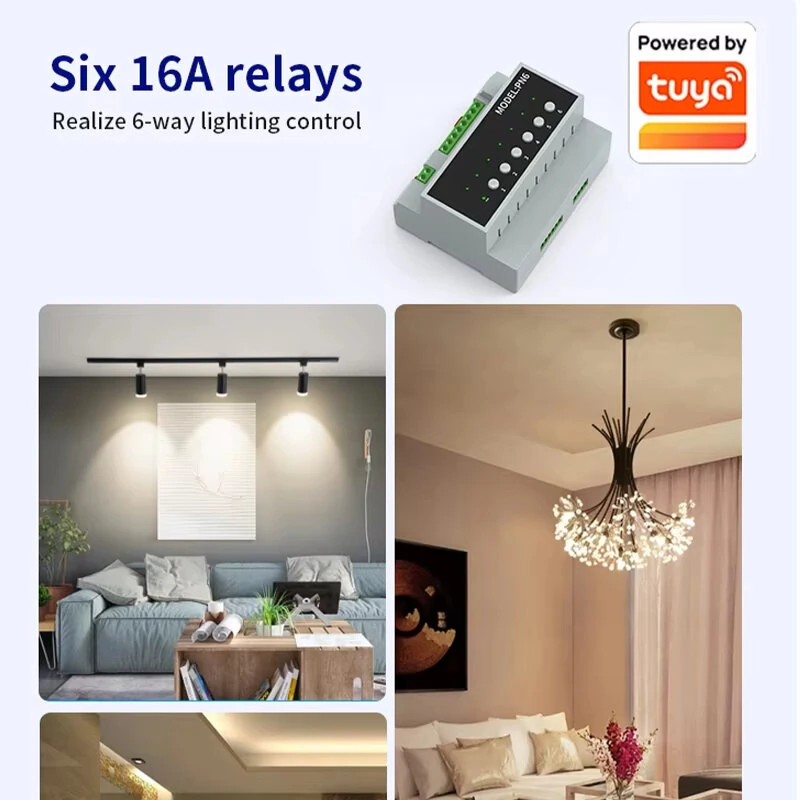 6CH Tuya Smart Zigbe/WIFI 16A Relay Switch Module Power Remote Control Appliance Control Relay Module 110V-240V External/Internal Antenna — view 7