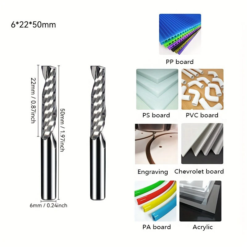 6mm Shank Solid Carbide Spiral Router Bit Single Flute Up Cut O Type for CNC Milling Aluminum Wood Acrylic PVC & MDF 3D Engraving Tool — view 3