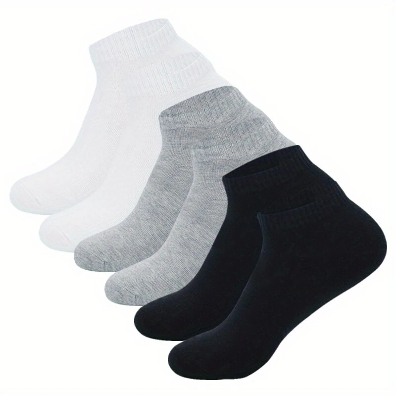 6pairs Plus Size Men Cotton Socks Non Slip Sweat-absorbing Comfortable Low Cut Athletic Ankle Socks For Outdoor Cycling Running Daily Casual Short Socks Men — view 11