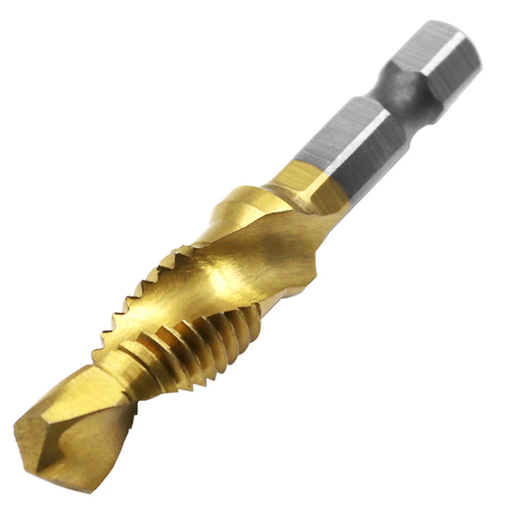 6Pcs 1/4 Inch M3-M10 Short Type or Long Type Composite Tap HSS Combination Drill Tap Bit Set Hex Shank Deburr Countersink Bits — view 6