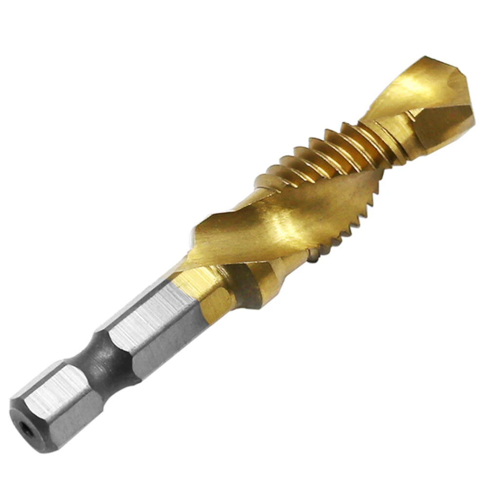6Pcs 1/4 Inch M3-M10 Short Type or Long Type Composite Tap HSS Combination Drill Tap Bit Set Hex Shank Deburr Countersink Bits — view 7