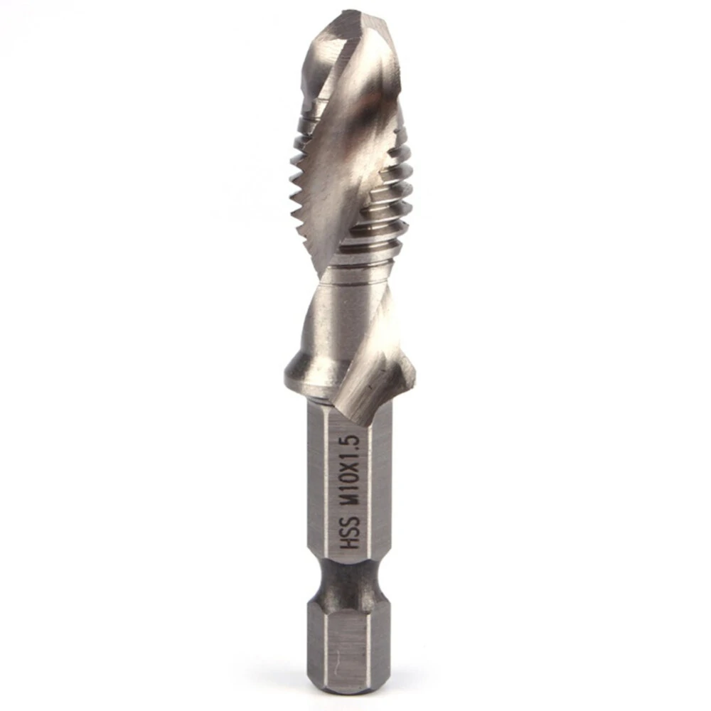 6Pcs 1/4 Inch M3-M10 Short Type or Long Type Composite Tap HSS Combination Drill Tap Bit Set Hex Shank Deburr Countersink Bits — view 8