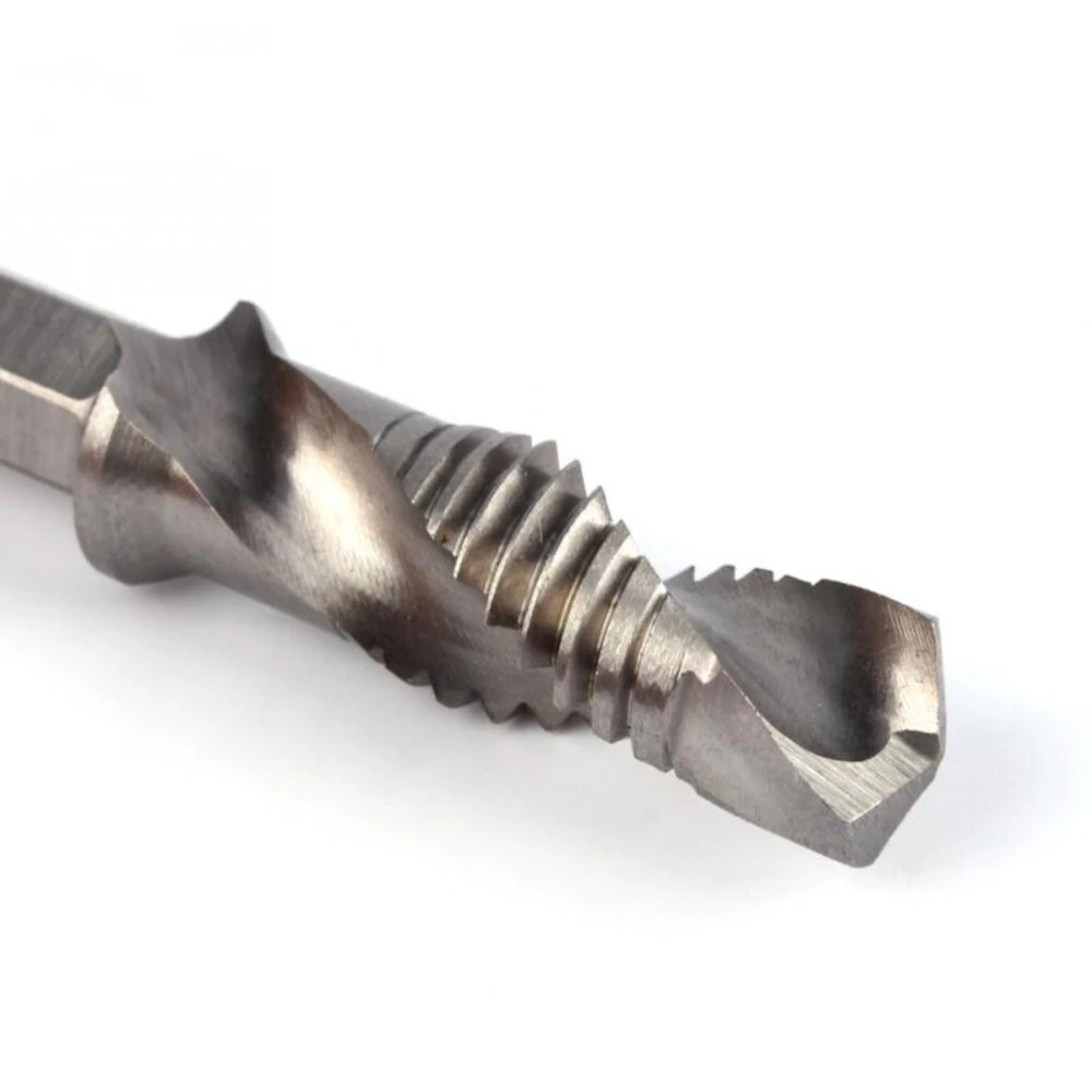 6Pcs 1/4 Inch M3-M10 Short Type or Long Type Composite Tap HSS Combination Drill Tap Bit Set Hex Shank Deburr Countersink Bits — view 9