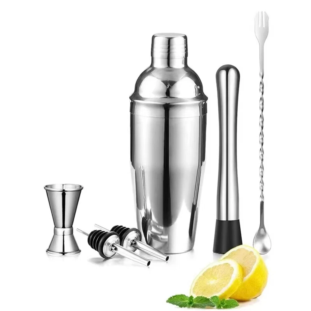 6PCS Stainless Steel Cocktail Shaker Set Professional Martini Drink Mixer Tool Set for Home Bar Party — view 2