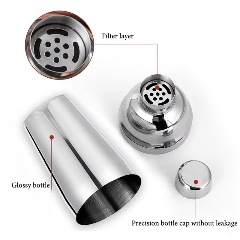 6PCS Stainless Steel Cocktail Shaker Set Professional Martini Drink Mixer Tool Set for Home Bar Party — view 8