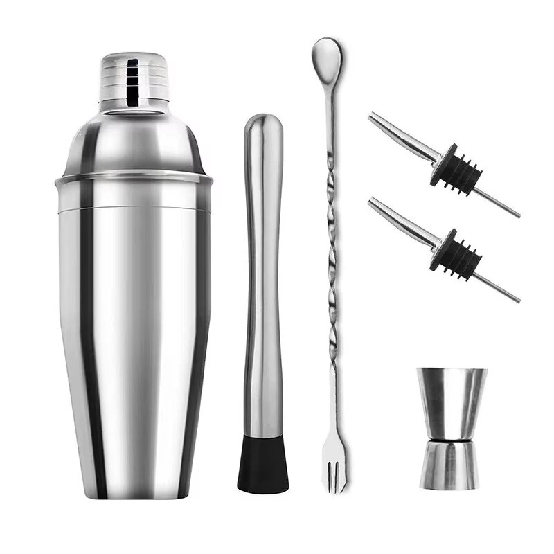 6PCS Stainless Steel Cocktail Shaker Set Professional Martini Drink Mixer Tool Set for Home Bar Party — view 9