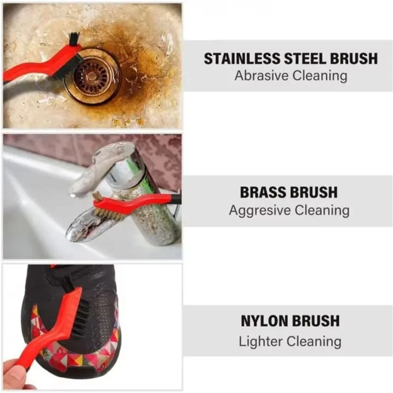 6pcs Wire Brush Set Nylon Stainless Steel Copper Brushes 7 Inch Rust Paint Remover Cleaning Tools Metal Polishing Industrial and Home Use — view 3