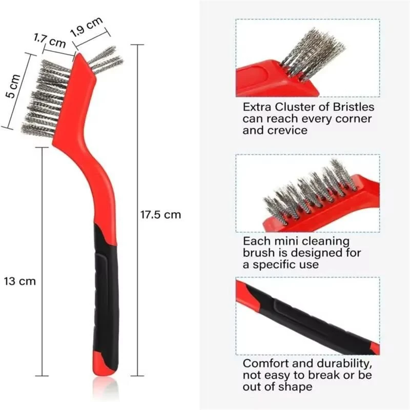 6pcs Wire Brush Set Nylon Stainless Steel Copper Brushes 7 Inch Rust Paint Remover Cleaning Tools Metal Polishing Industrial and Home Use — view 5