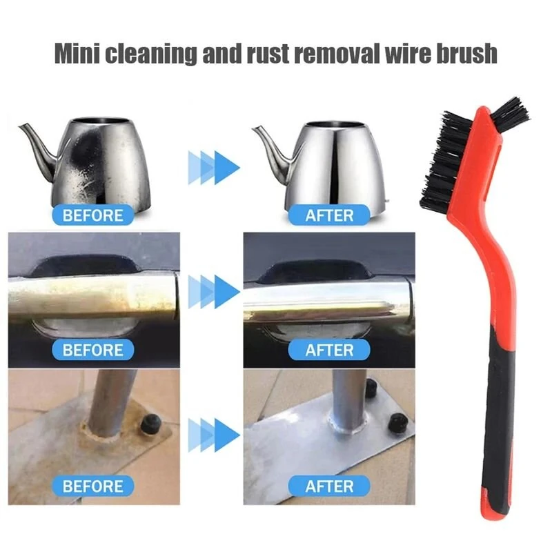 6pcs Wire Brush Set Nylon Stainless Steel Copper Brushes 7 Inch Rust Paint Remover Cleaning Tools Metal Polishing Industrial and Home Use — view 7