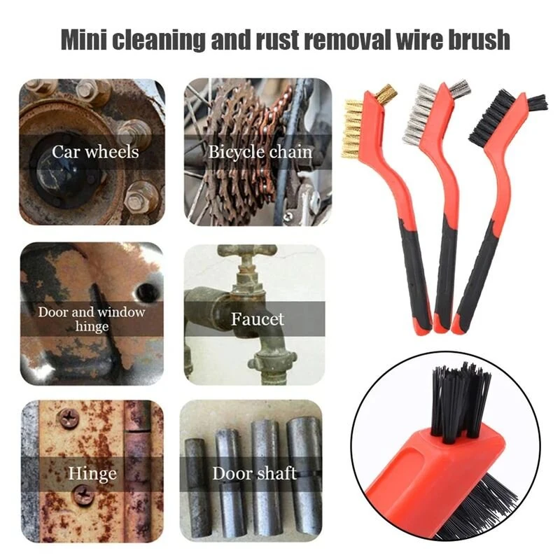 6pcs Wire Brush Set Nylon Stainless Steel Copper Brushes 7 Inch Rust Paint Remover Cleaning Tools Metal Polishing Industrial and Home Use — view 8