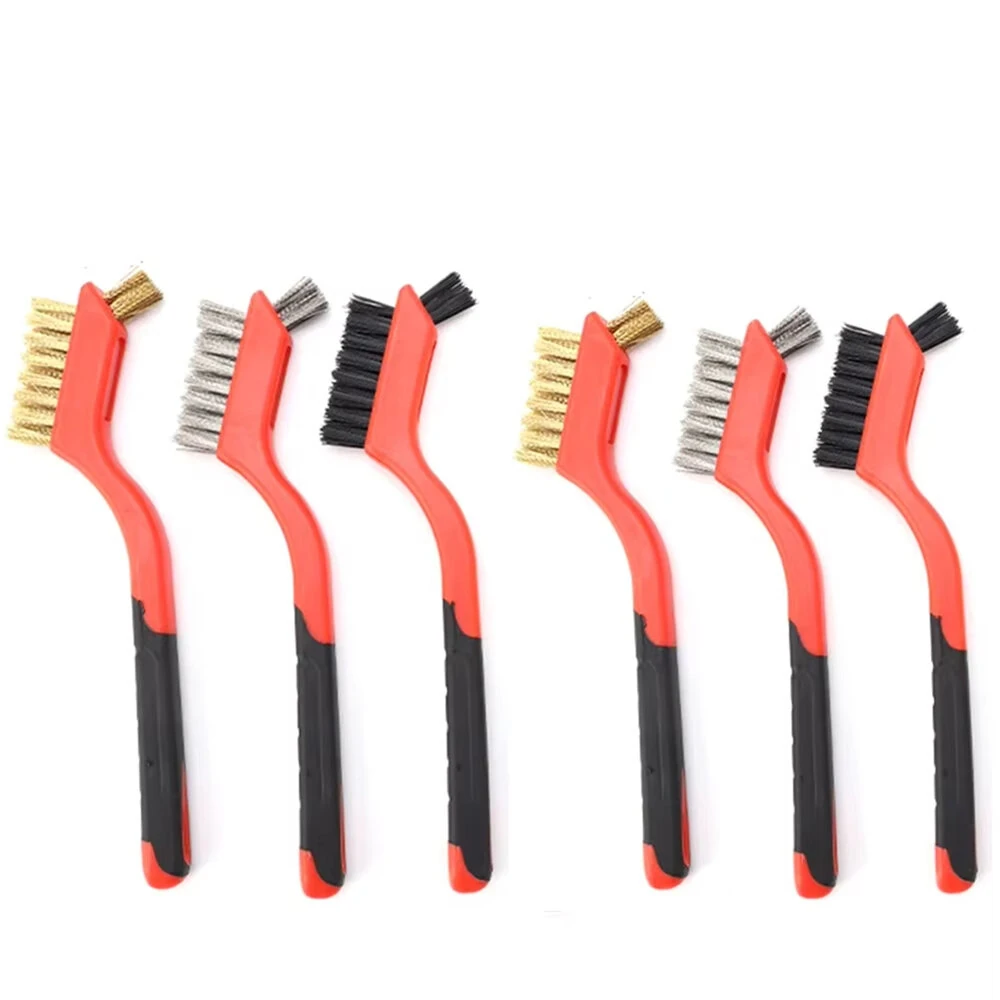 6pcs Wire Brush Set Nylon Stainless Steel Copper Brushes 7 Inch Rust Paint Remover Cleaning Tools Metal Polishing Industrial and Home Use — view 9