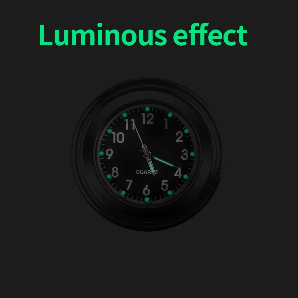 7/8" Motorcycle Clock Dustproof Quartz Clock Aluminum Alloy Handlebar Motorcycle Waterproof Timetable Universal Clock Handlebar Watch — view 4