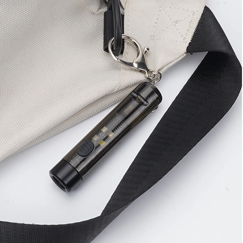 7 Light Modes High Brightness Mini LED Flashlight UV Lamp Red Blue Signal Light with Type-C Charging and Keychain, Outdoor Adventure Light — view 6