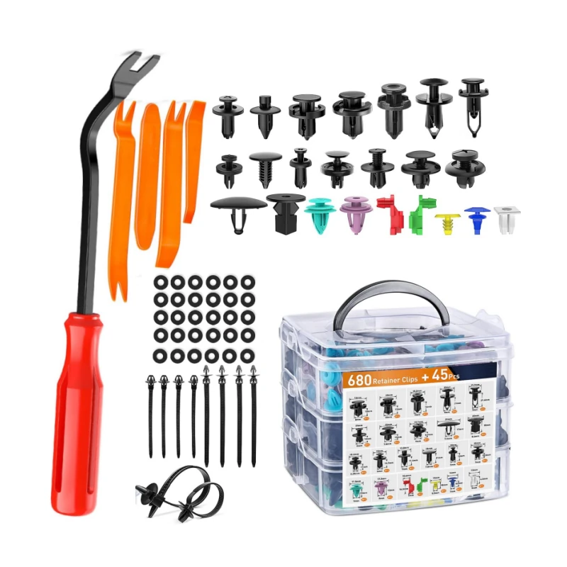 725PCS Fasteners Set Car Push Retainer Clips 23 Most Popular Sizes Door Trim Clip Set for Toyota GM/Ford/Honda/Chevrolet — view 2