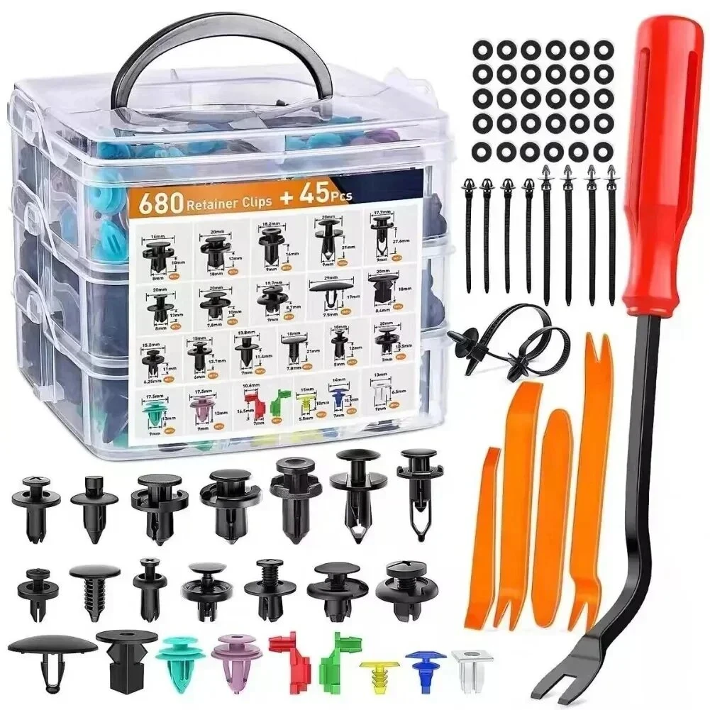 725PCS Fasteners Set Car Push Retainer Clips 23 Most Popular Sizes Door Trim Clip Set for Toyota GM/Ford/Honda/Chevrolet — view 8
