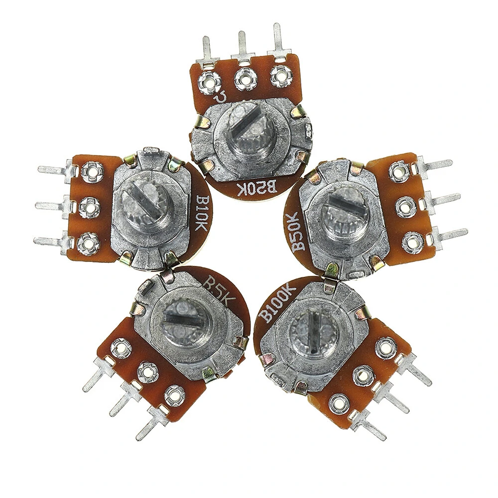 75 Potentiometers B5K B10K B20K B50K B100K ohm Knurled Shaft Single Linear Rotary Cone Volume Control Potentiometer Kit — view 7