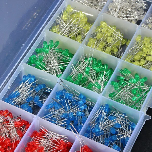 750 Pcs 3mm LED Diode Yellow Red Blue Green White Assortment Light DIY Kit — view 3