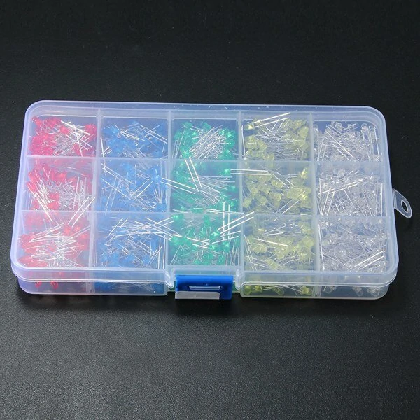 750 Pcs 3mm LED Diode Yellow Red Blue Green White Assortment Light DIY Kit — view 4