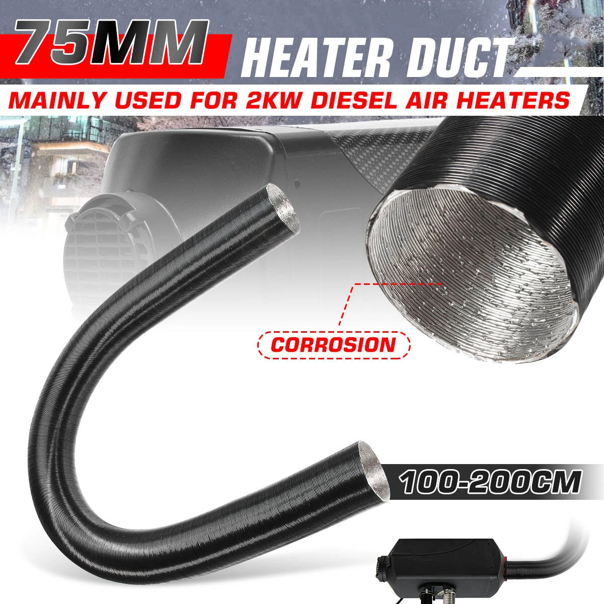 75mm Heater Duct Pipe Hot Cold Air Ducting For Diesel Heater Planer — view 2