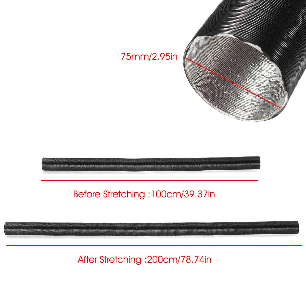 75mm Heater Duct Pipe Hot Cold Air Ducting For Diesel Heater Planer — view 3