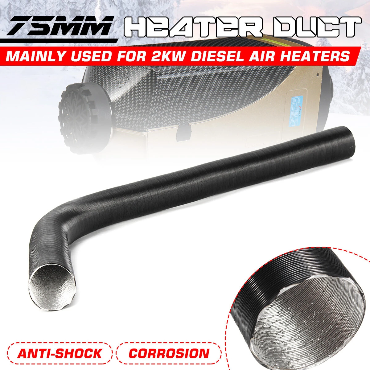 75mm Heater Duct Pipe Hot Cold Air Ducting For Diesel Heater Planer — view 4