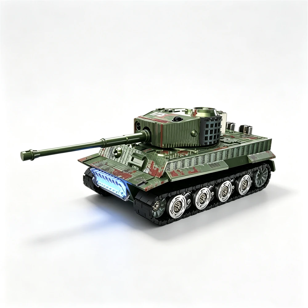 777K/777T RTR 1/64 2.4G Mini RC Tank Tiger 99A Desktop Simulation Battle Tracked Remote Control Shooting Vehicles Models with Infrared Combat 360° Rotating Turret Micro Toys — view 3