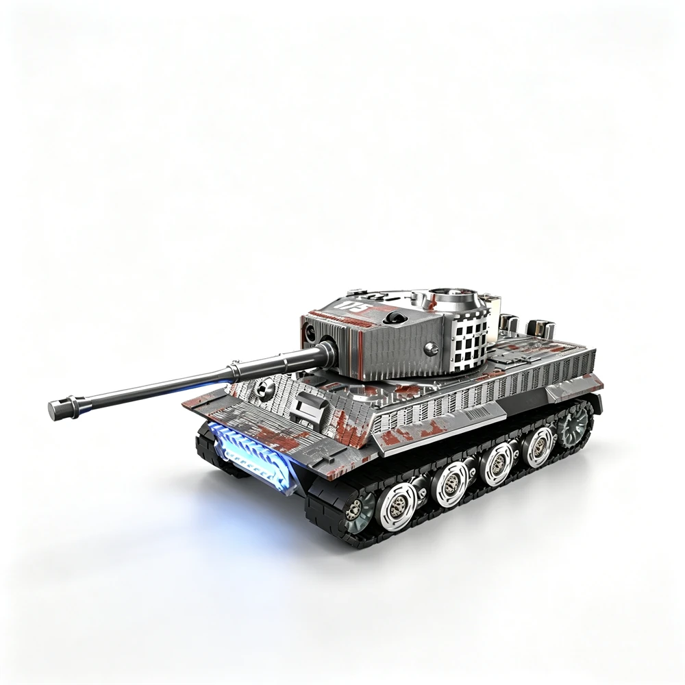 777K/777T RTR 1/64 2.4G Mini RC Tank Tiger 99A Desktop Simulation Battle Tracked Remote Control Shooting Vehicles Models with Infrared Combat 360° Rotating Turret Micro Toys — view 4