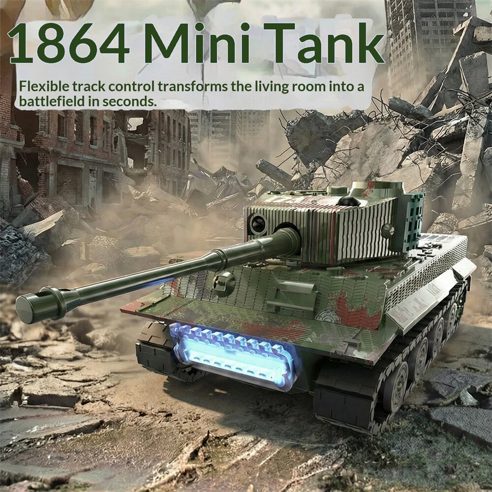 777K/777T RTR 1/64 2.4G Mini RC Tank Tiger 99A Desktop Simulation Battle Tracked Remote Control Shooting Vehicles Models with Infrared Combat 360° Rotating Turret Micro Toys — view 5