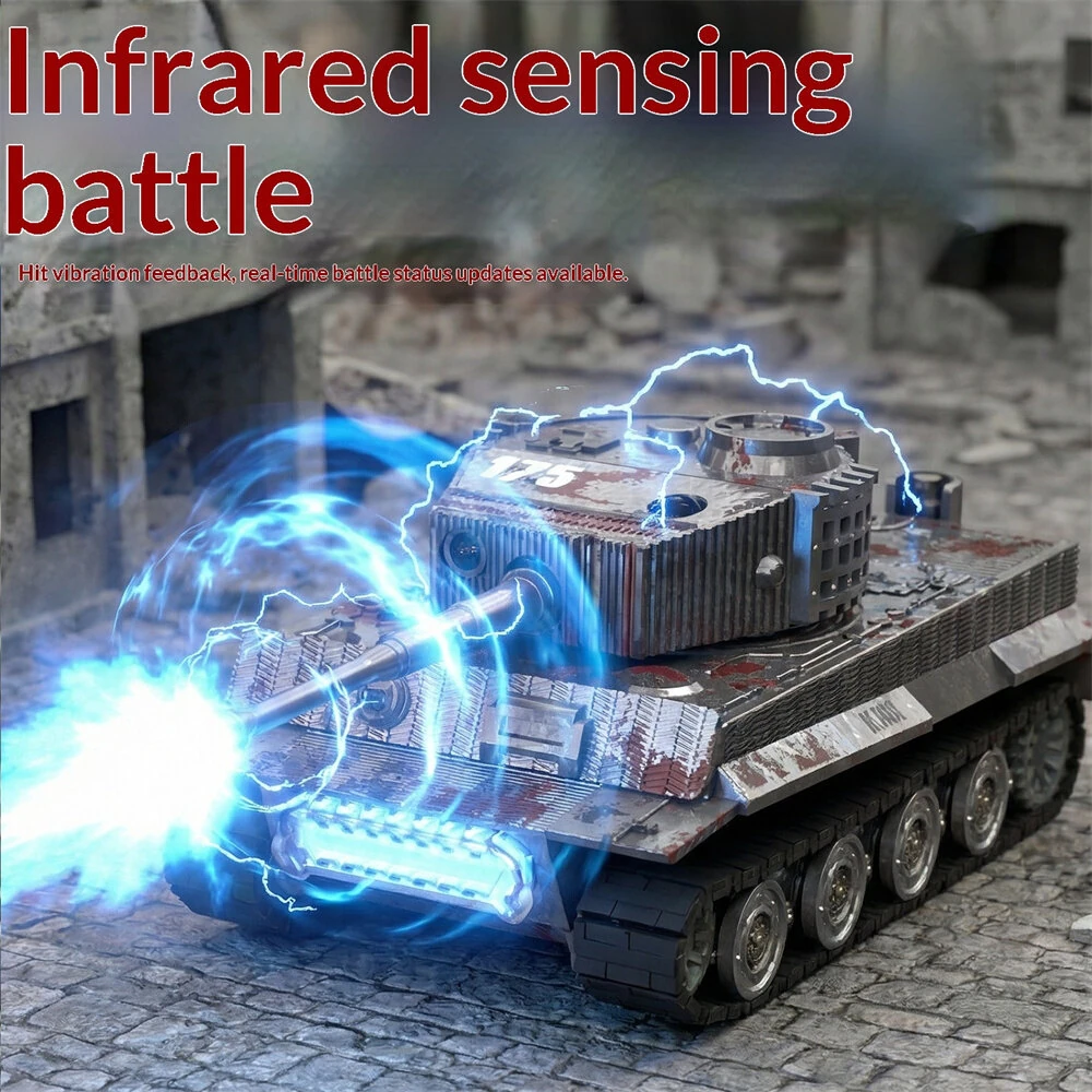 777K/777T RTR 1/64 2.4G Mini RC Tank Tiger 99A Desktop Simulation Battle Tracked Remote Control Shooting Vehicles Models with Infrared Combat 360° Rotating Turret Micro Toys — view 7