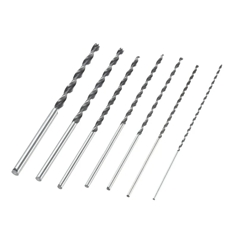 7Pcs 300mm Extra Long Wood Drill Bit Set Woodworking Tool 4 5 6 7 8 10 12mm Diameter — image 1