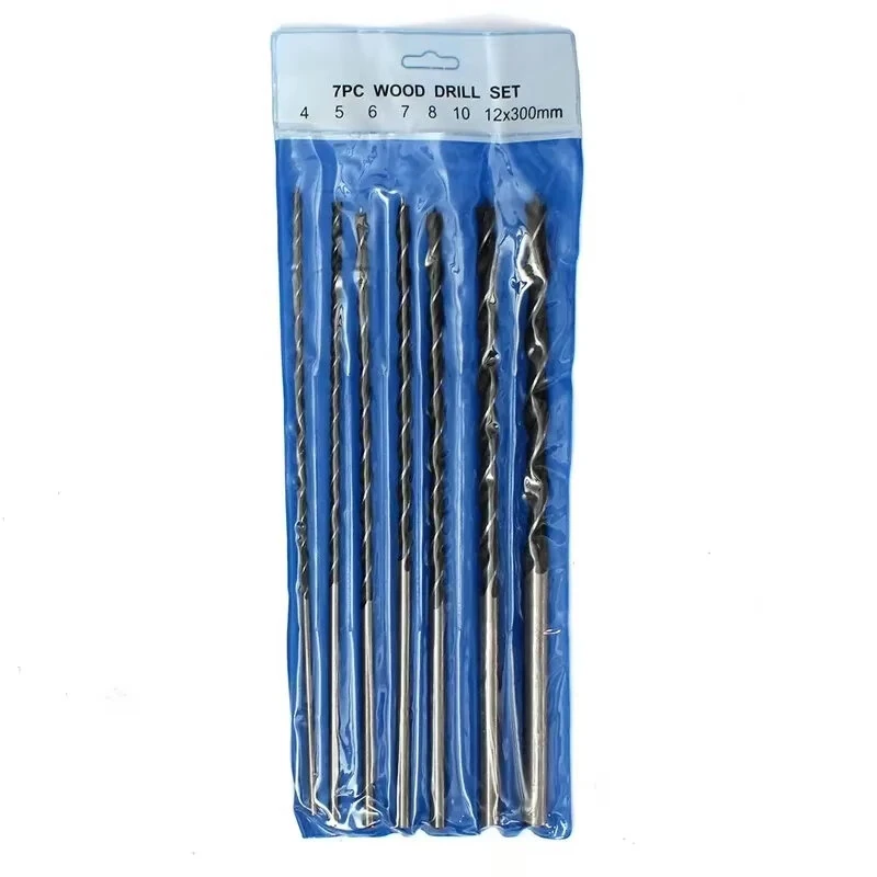 7Pcs 300mm Extra Long Wood Drill Bit Set Woodworking Tool 4 5 6 7 8 10 12mm Diameter — view 6