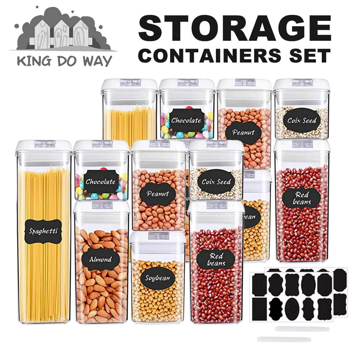 7PCS Airtight Stackable Dry Food Storage Container Cereal Transparent Kitchen — image 1