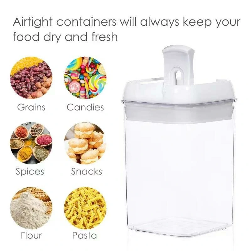 7PCS Airtight Stackable Dry Food Storage Container Cereal Transparent Kitchen — view 3
