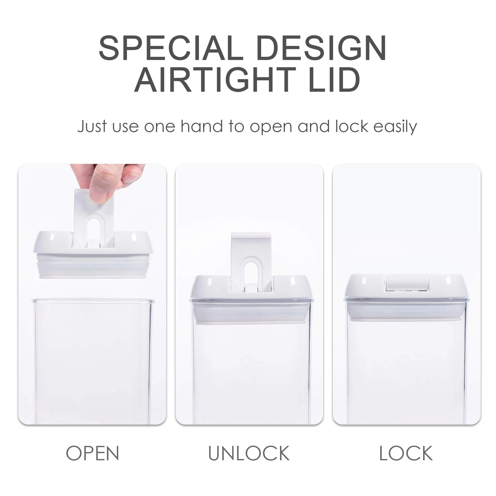 7PCS Airtight Stackable Dry Food Storage Container Cereal Transparent Kitchen — view 4