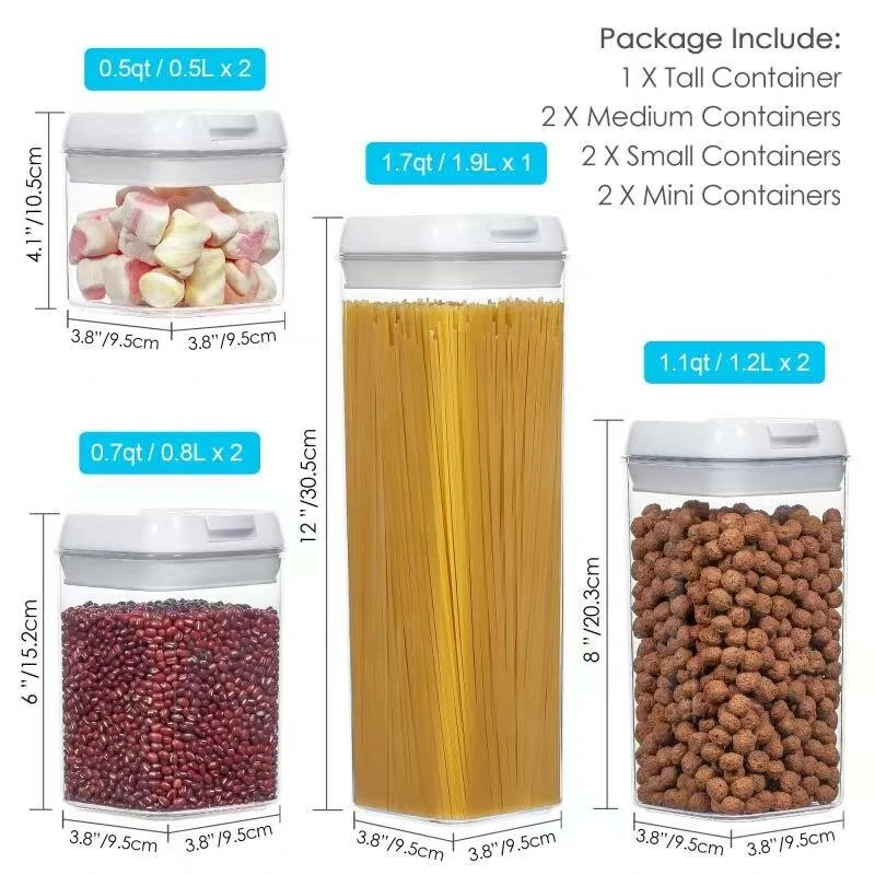 7PCS Airtight Stackable Dry Food Storage Container Cereal Transparent Kitchen — view 8